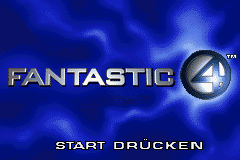 Fantastic 4 Flame On title screen for GameBoy Advance